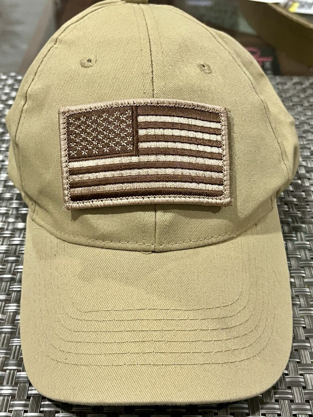 USA US U.S. America American Flag Khaki Tan Patch Baseball Cap Hat (A)